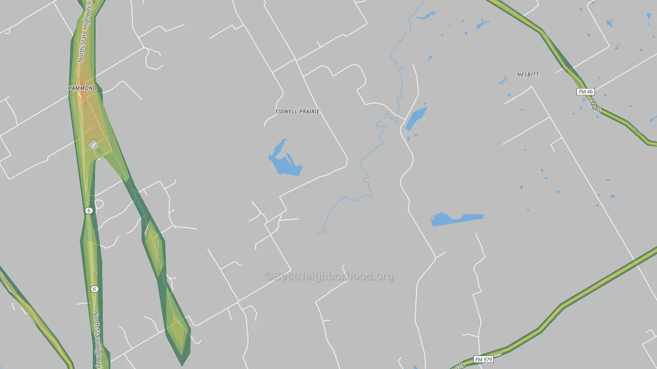 Tidwell Prairie, TX Map of Noise Levels in Tidwell Prairie