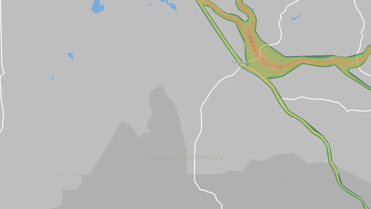 Tie Siding, WY Map of Noise Levels in Tie Siding