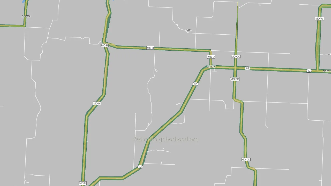 Tiffin, MO Map of Noise Levels in Tiffin
