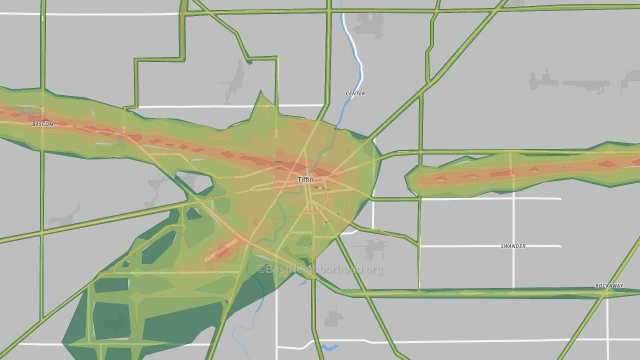 Tiffin, OH Map of Noise Levels in Tiffin