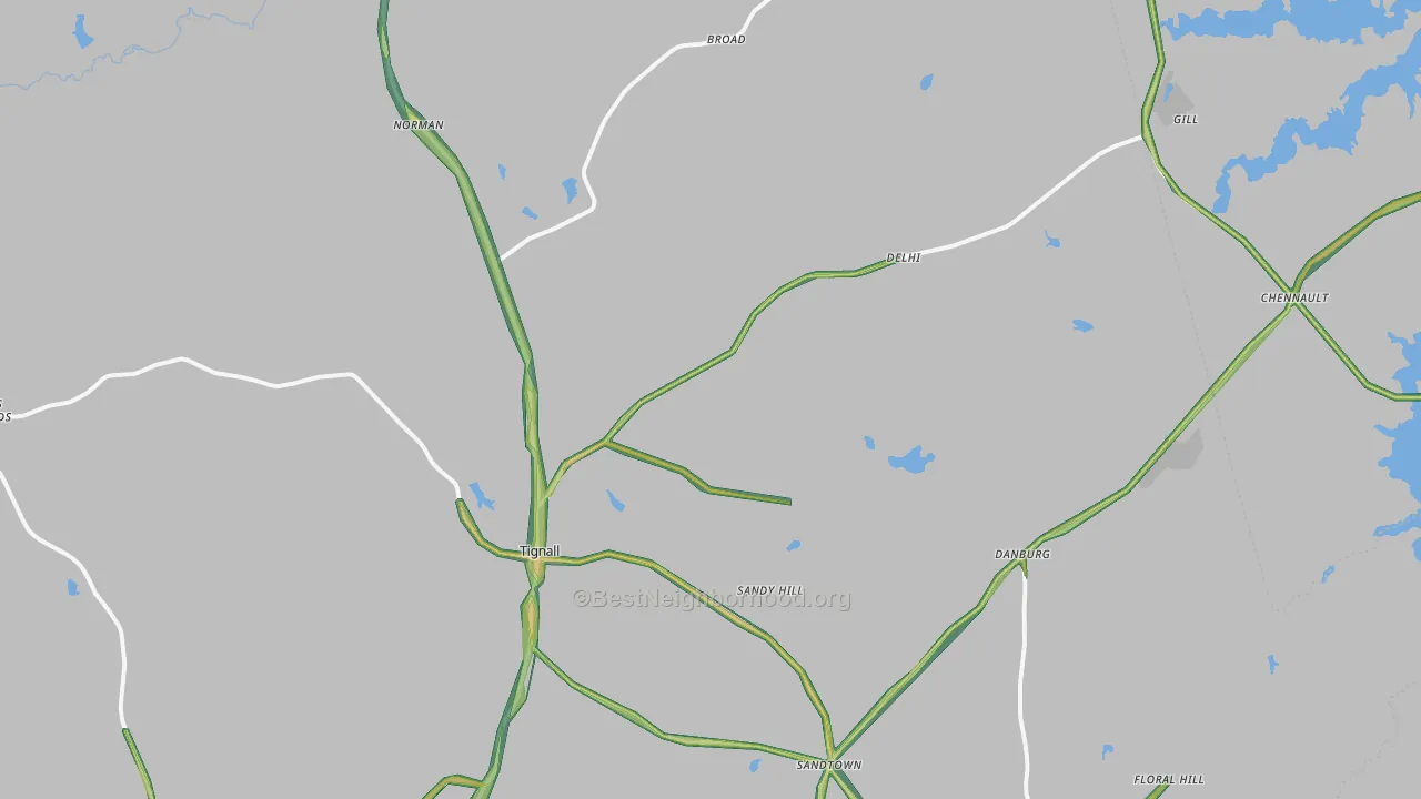 Tignall, GA Map of Noise Levels in Tignall