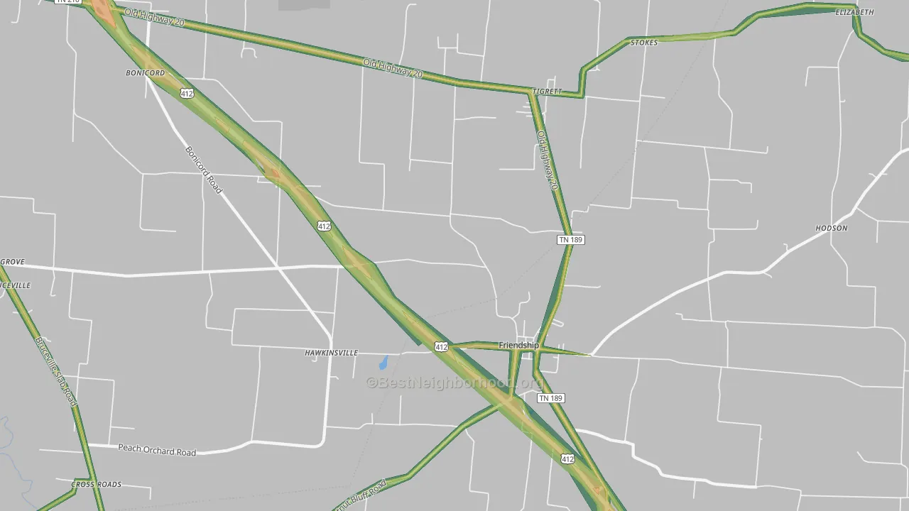 Tigrett, TN Map of Noise Levels in Tigrett
