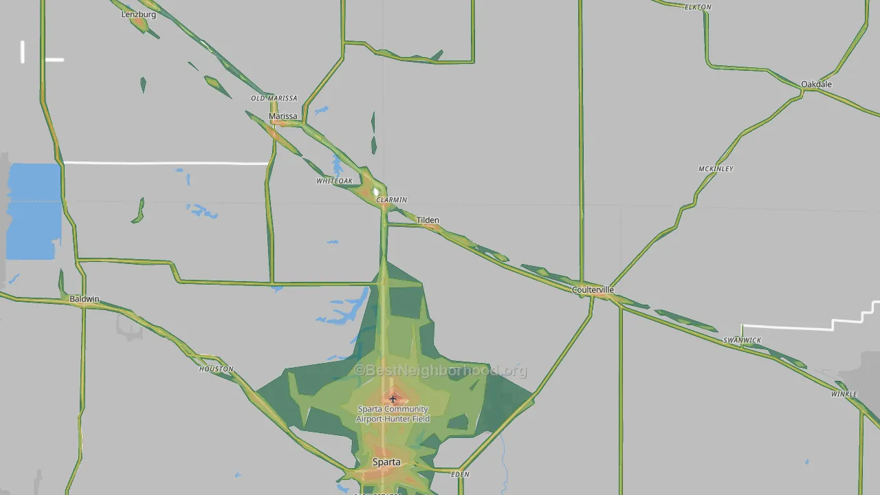 Tilden, IL Map of Noise Levels in Tilden