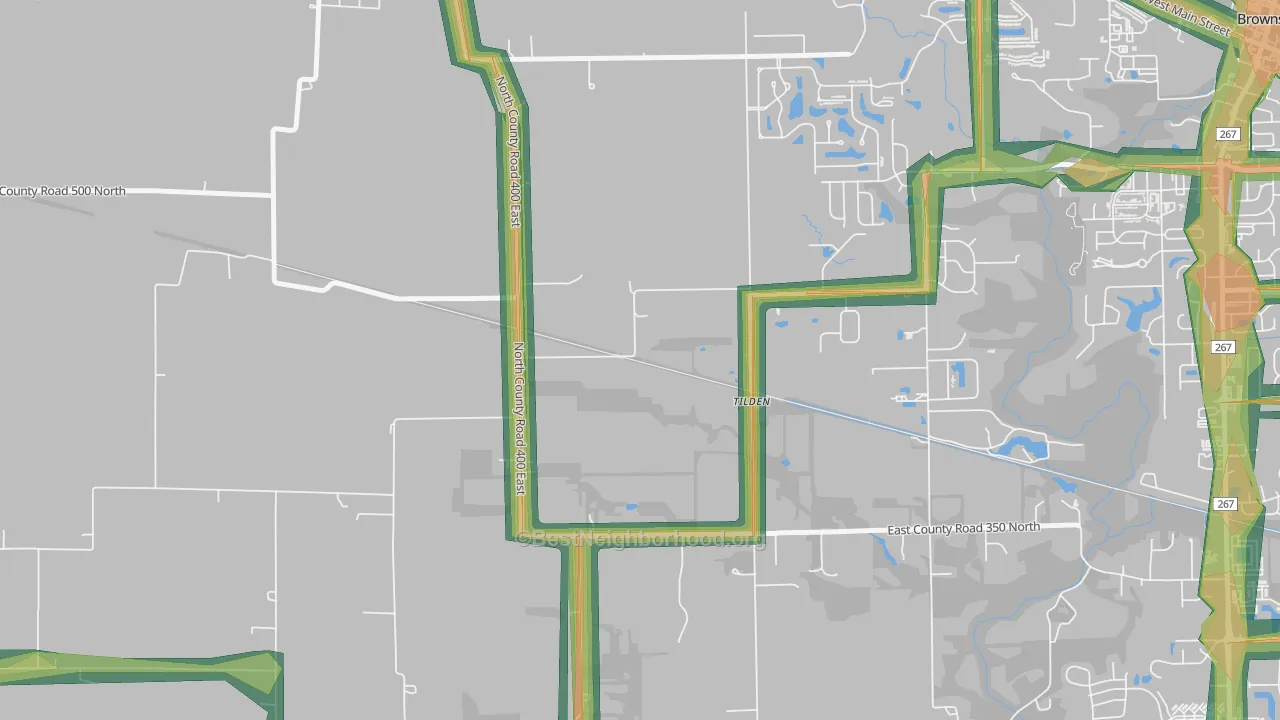 Tilden, IN Map of Noise Levels in Tilden