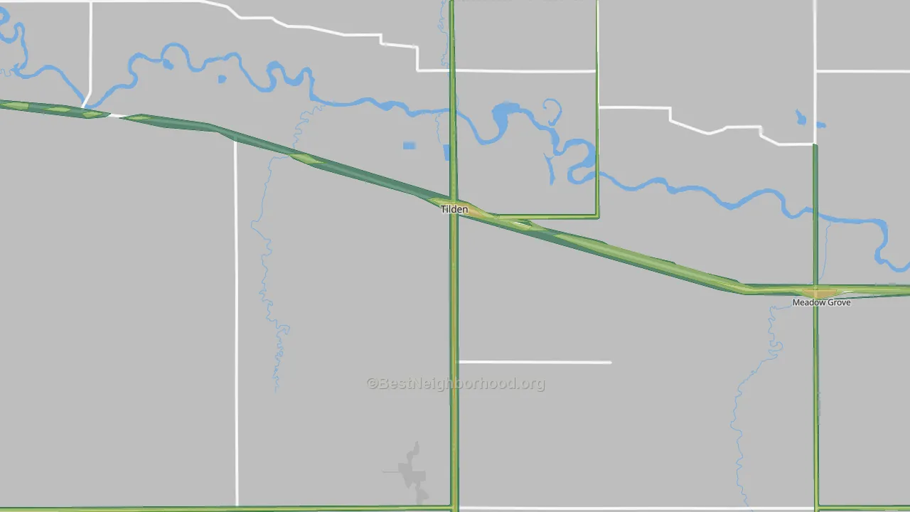 Tilden, NE Map of Noise Levels in Tilden