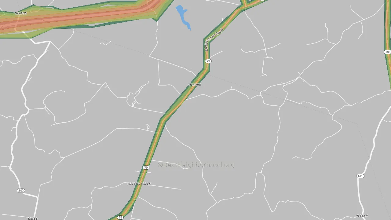 Tilford, KY Map of Noise Levels in Tilford