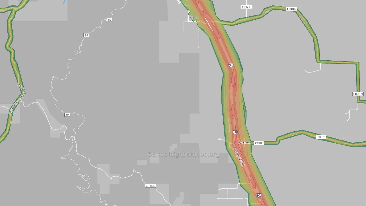 Tilford, SD Map of Noise Levels in Tilford