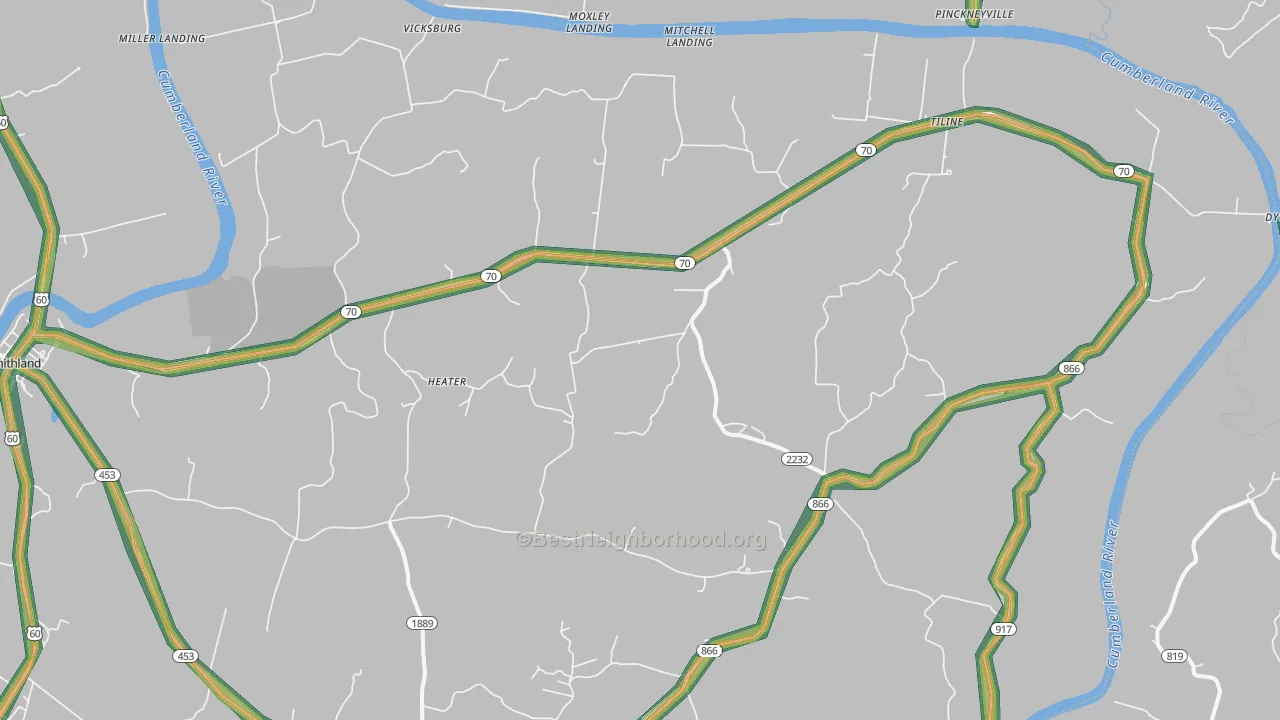 Tiline, KY Map of Noise Levels in Tiline