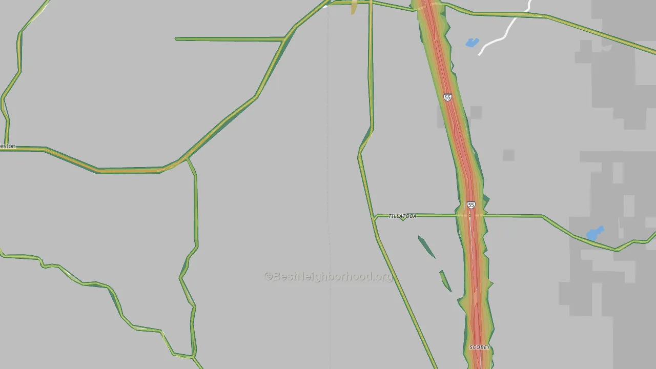Tillatoba, MS Map of Noise Levels in Tillatoba