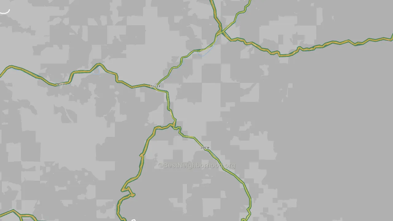 Tiller, OR Map of Noise Levels in Tiller