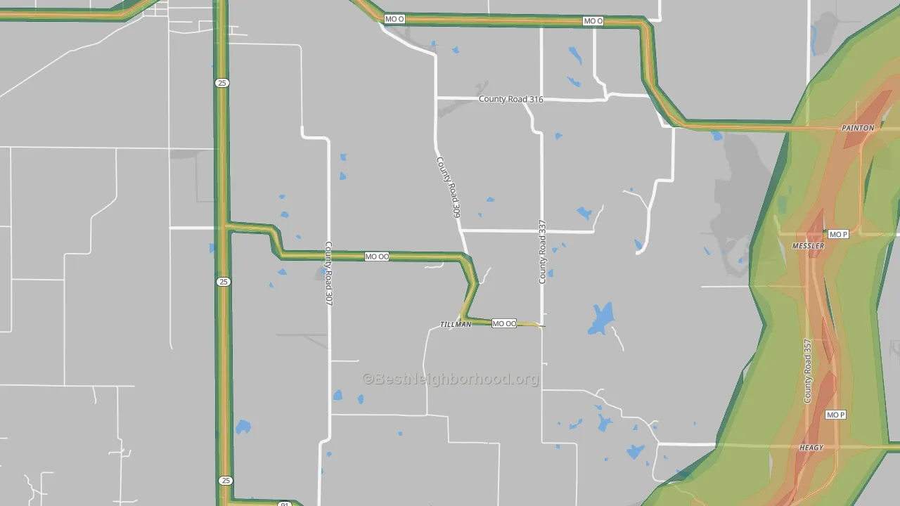 Tillman, MO Map of Noise Levels in Tillman