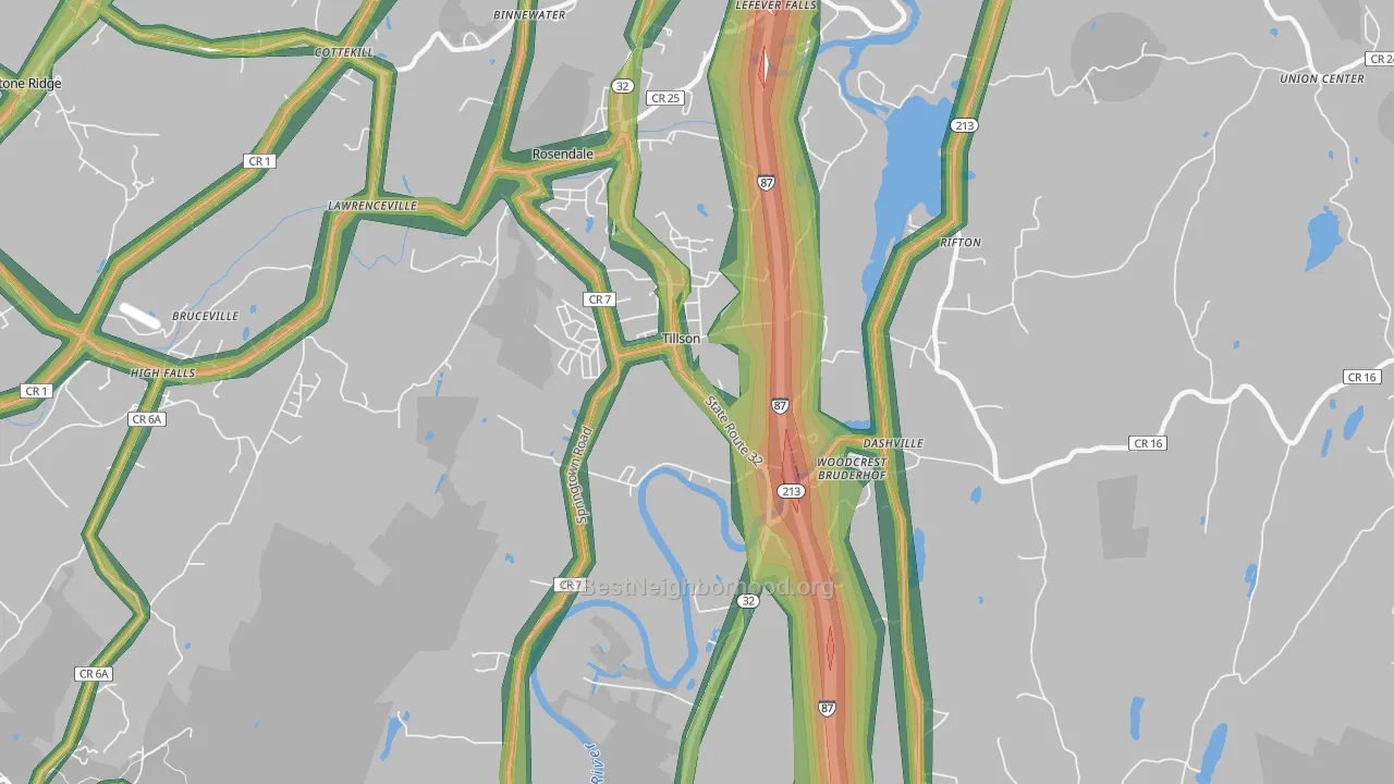 Tillson, NY Map of Noise Levels in Tillson