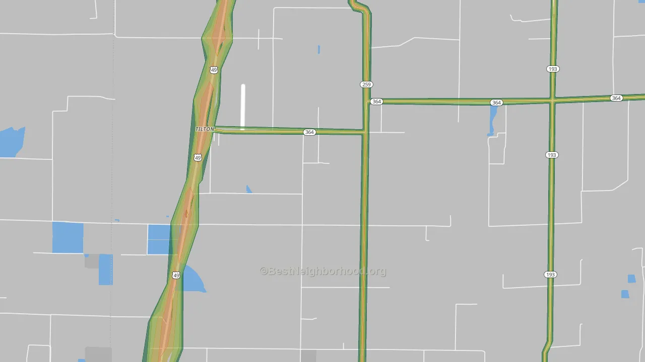 Tilton, AR Map of Noise Levels in Tilton