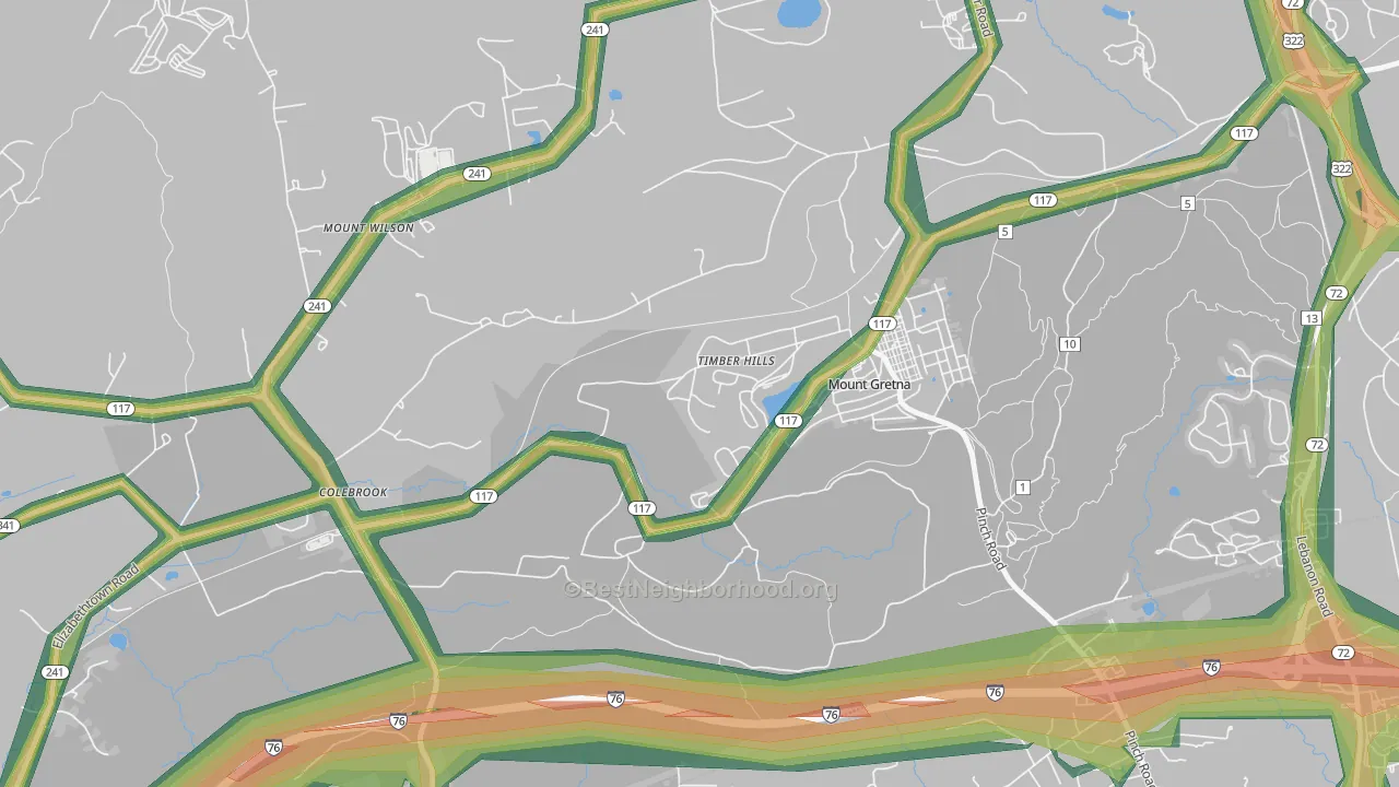 Timber Hills, PA Map of Noise Levels in Timber Hills