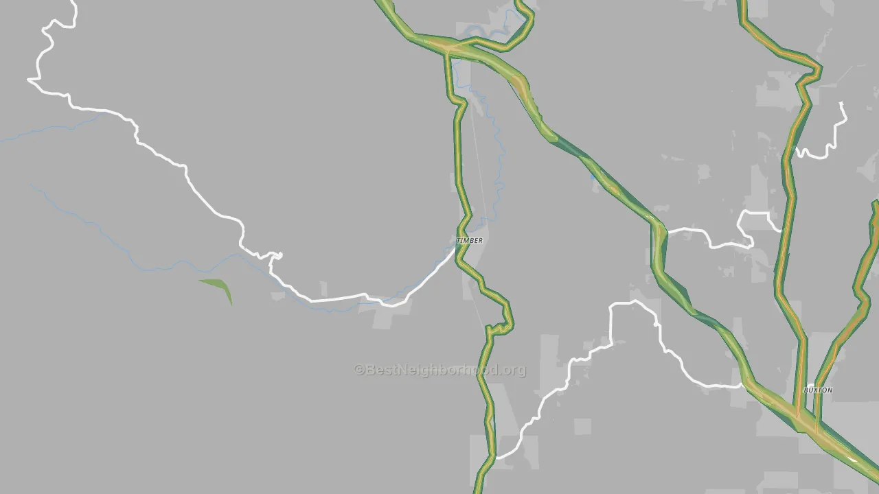 Timber, OR Map of Noise Levels in Timber