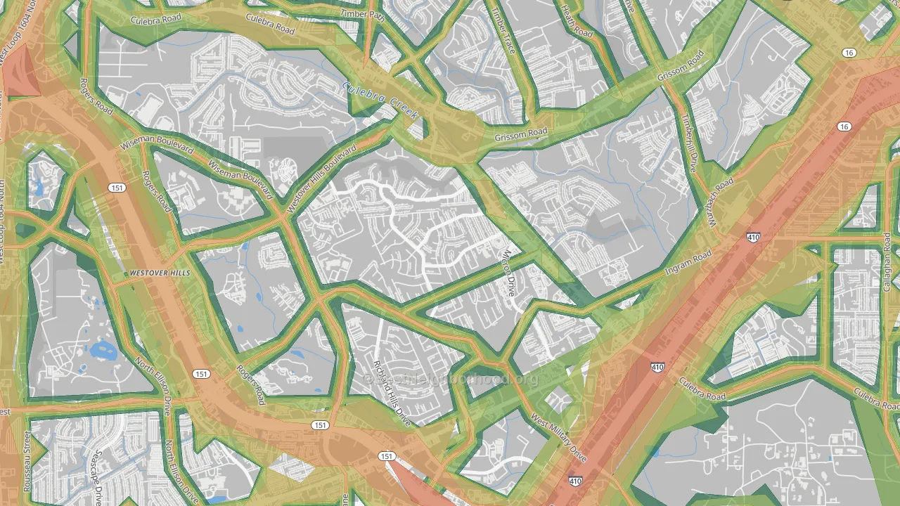 Timber Ridge, San Antonio, TX Map of Noise Levels in Timber Ridge