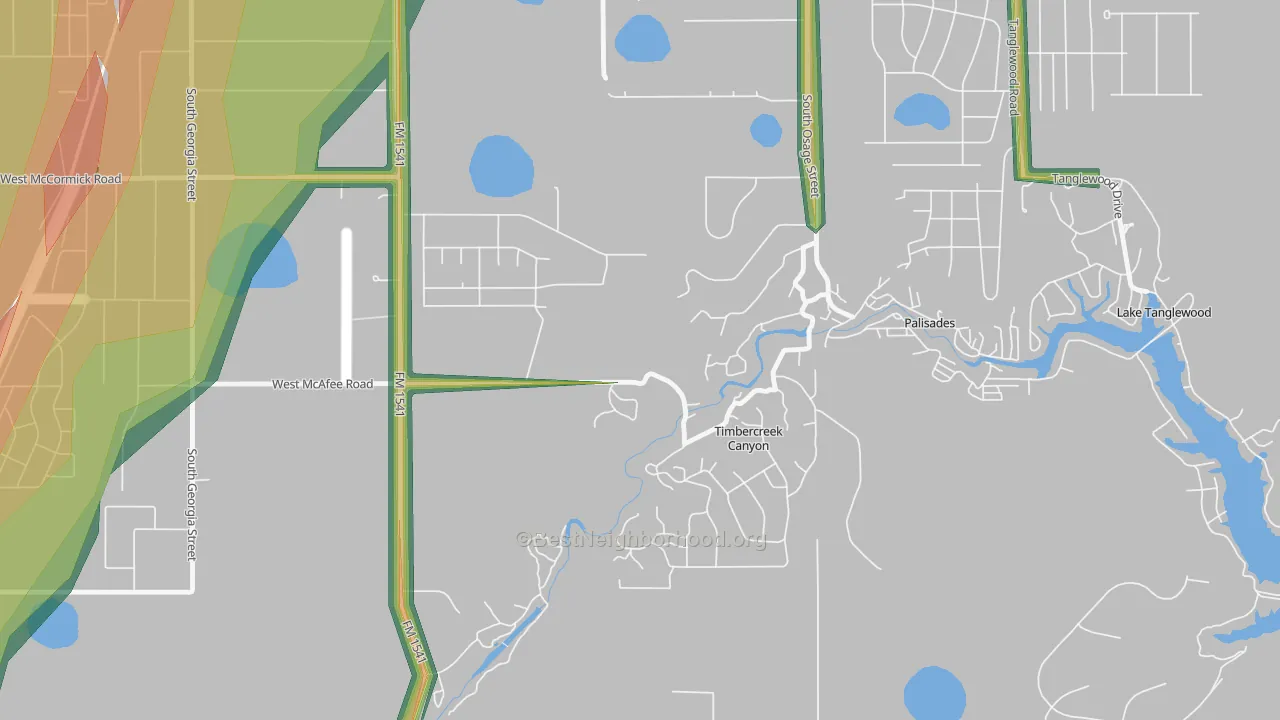 Timbercreek Canyon, TX Map of Noise Levels in Timbercreek Canyon