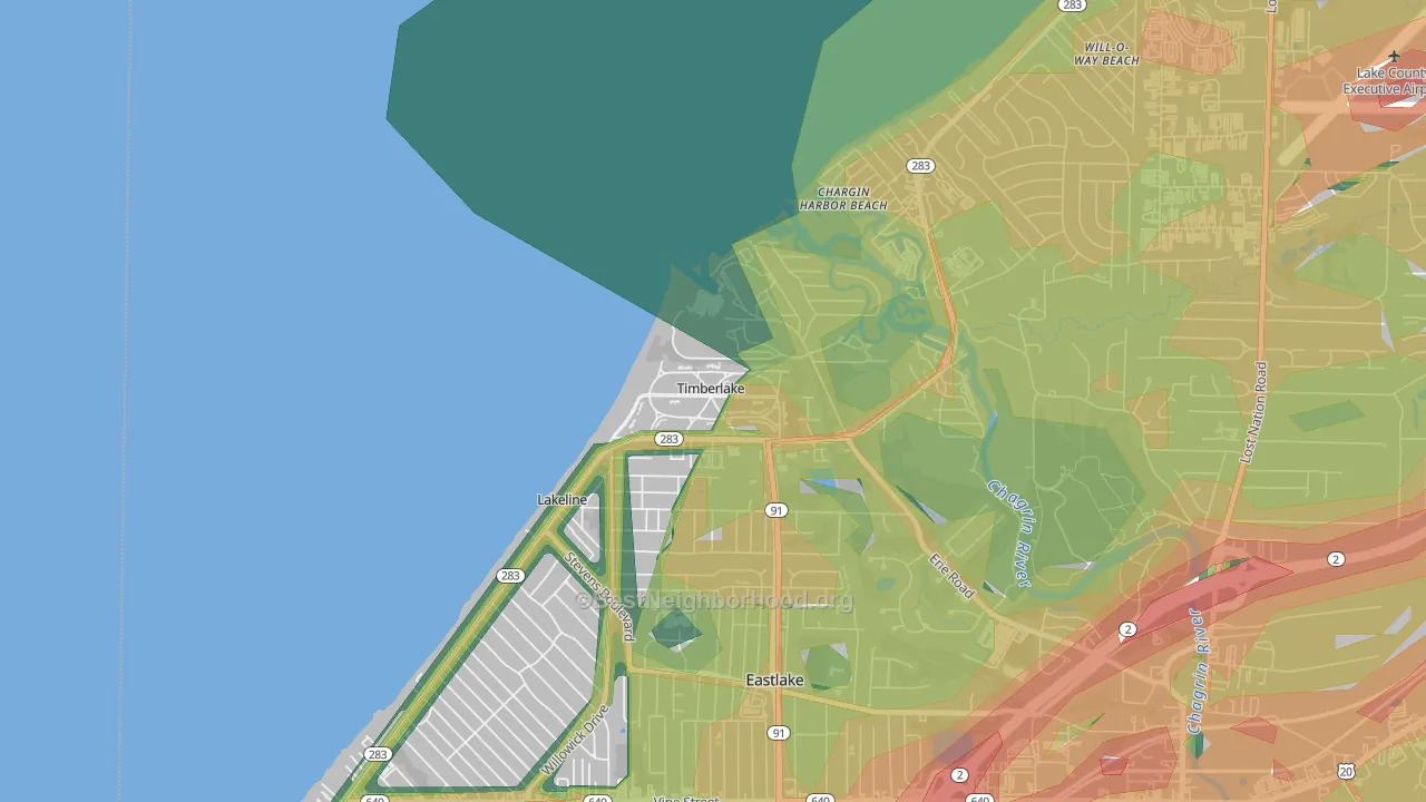 Timberlake, OH Map of Noise Levels in Timberlake