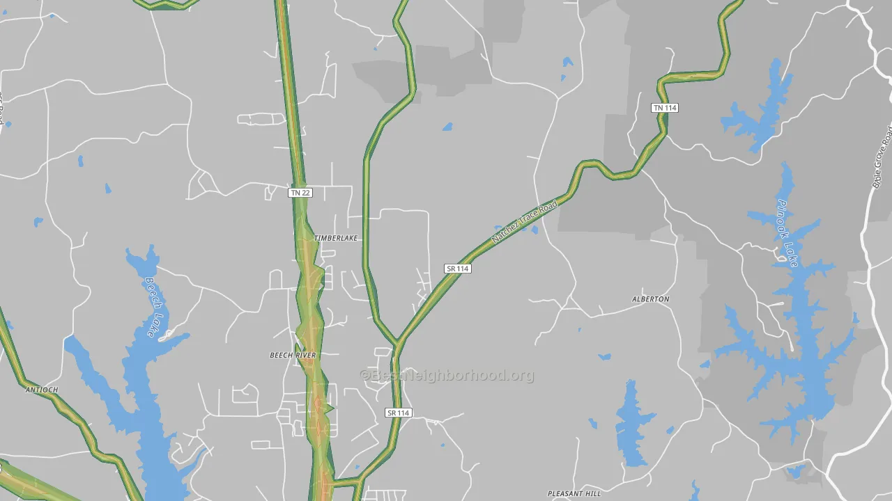 Timberlake, TN Map of Noise Levels in Timberlake