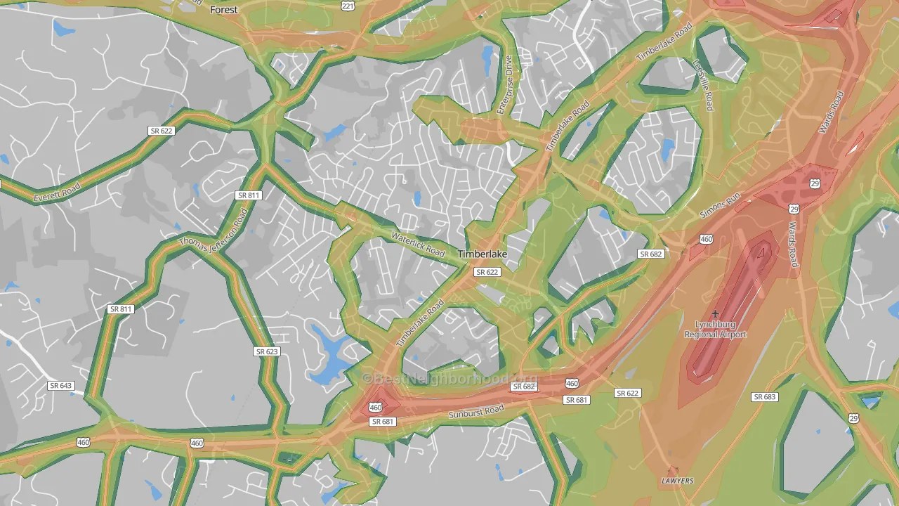 Timberlake, VA Map of Noise Levels in Timberlake