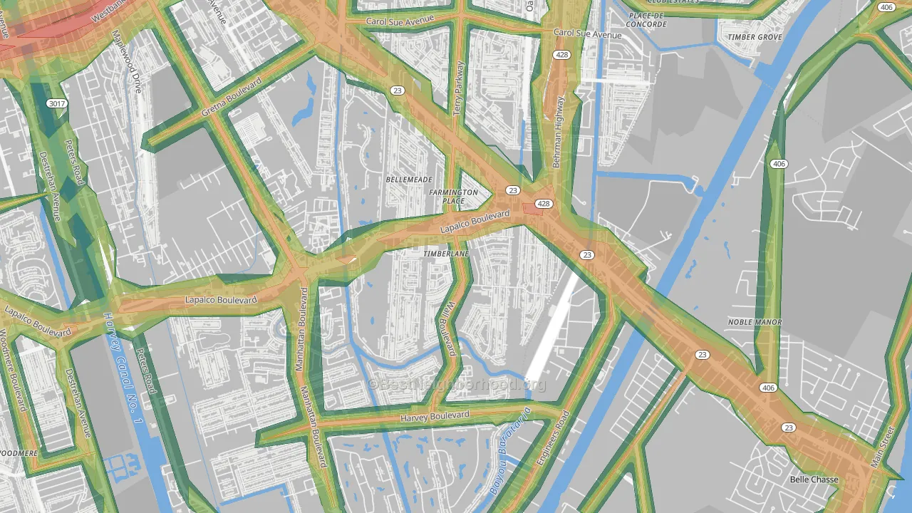 Timberlane, LA Map of Noise Levels in Timberlane