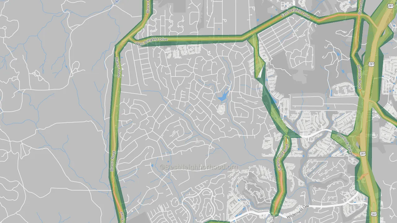 Timberwood Park, San Antonio, TX Map of Noise Levels in Timberwood Park