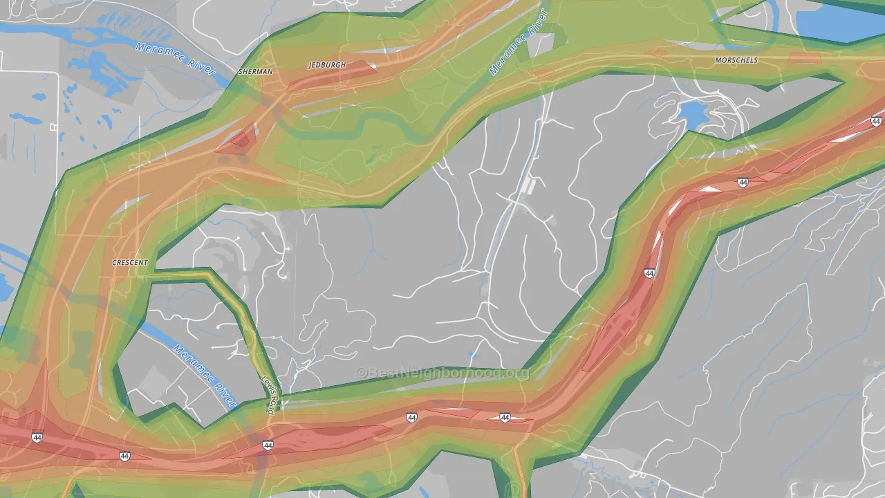 Times Beach, MO Map of Noise Levels in Times Beach