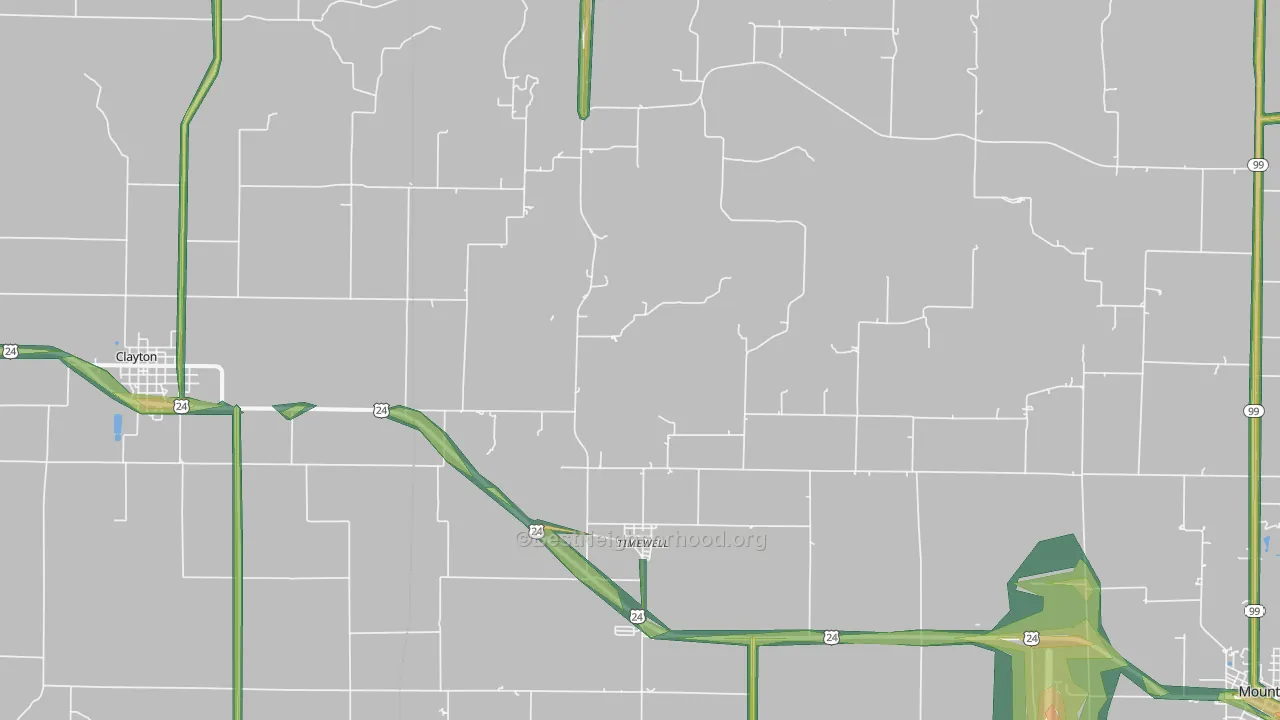 Timewell, IL Map of Noise Levels in Timewell