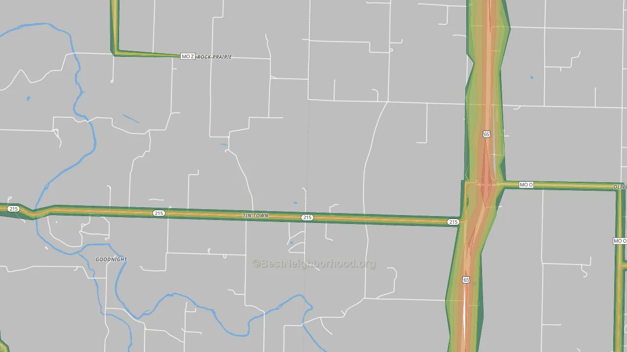 Tin Town, MO Map of Noise Levels in Tin Town