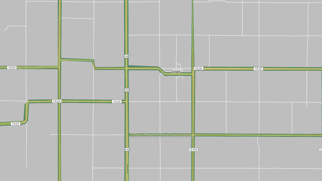 Tingley, IA Map of Noise Levels in Tingley