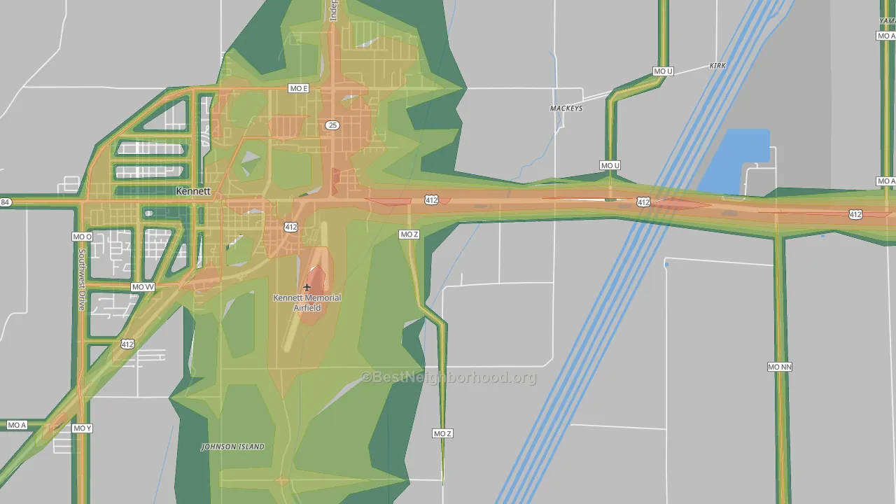 Tinkerville, MO Map of Noise Levels in Tinkerville