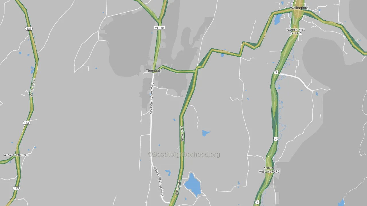 Tinmouth, VT Map of Noise Levels in Tinmouth