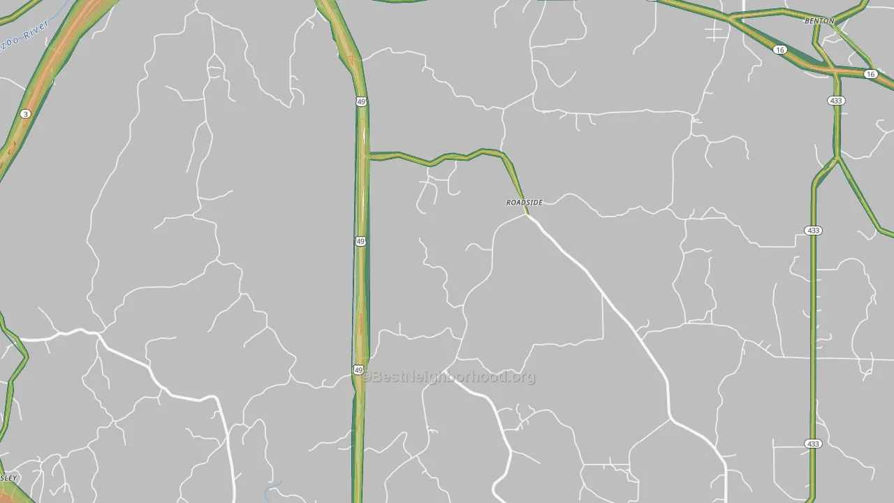 Tinsley, MS Map of Noise Levels in Tinsley