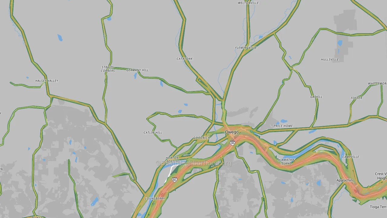 Tioga County, NY Map of Noise Levels in Tioga County