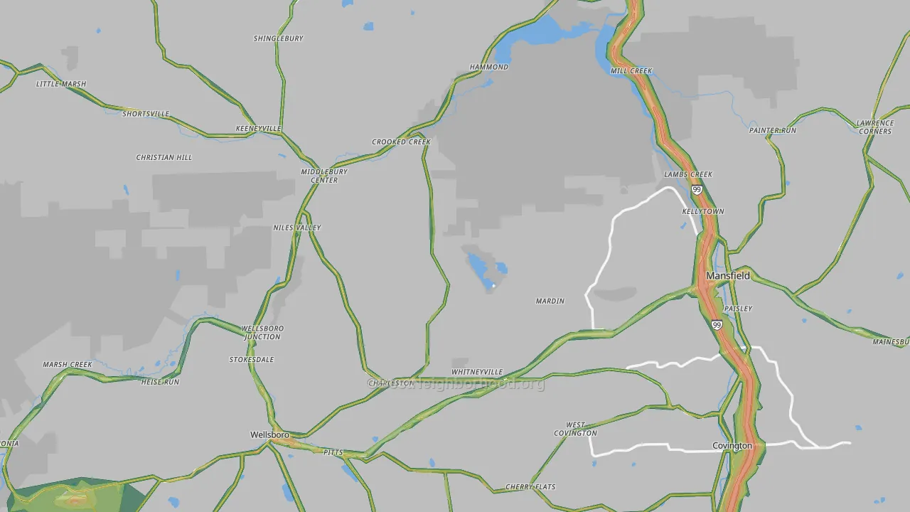 Tioga County, PA Map of Noise Levels in Tioga County