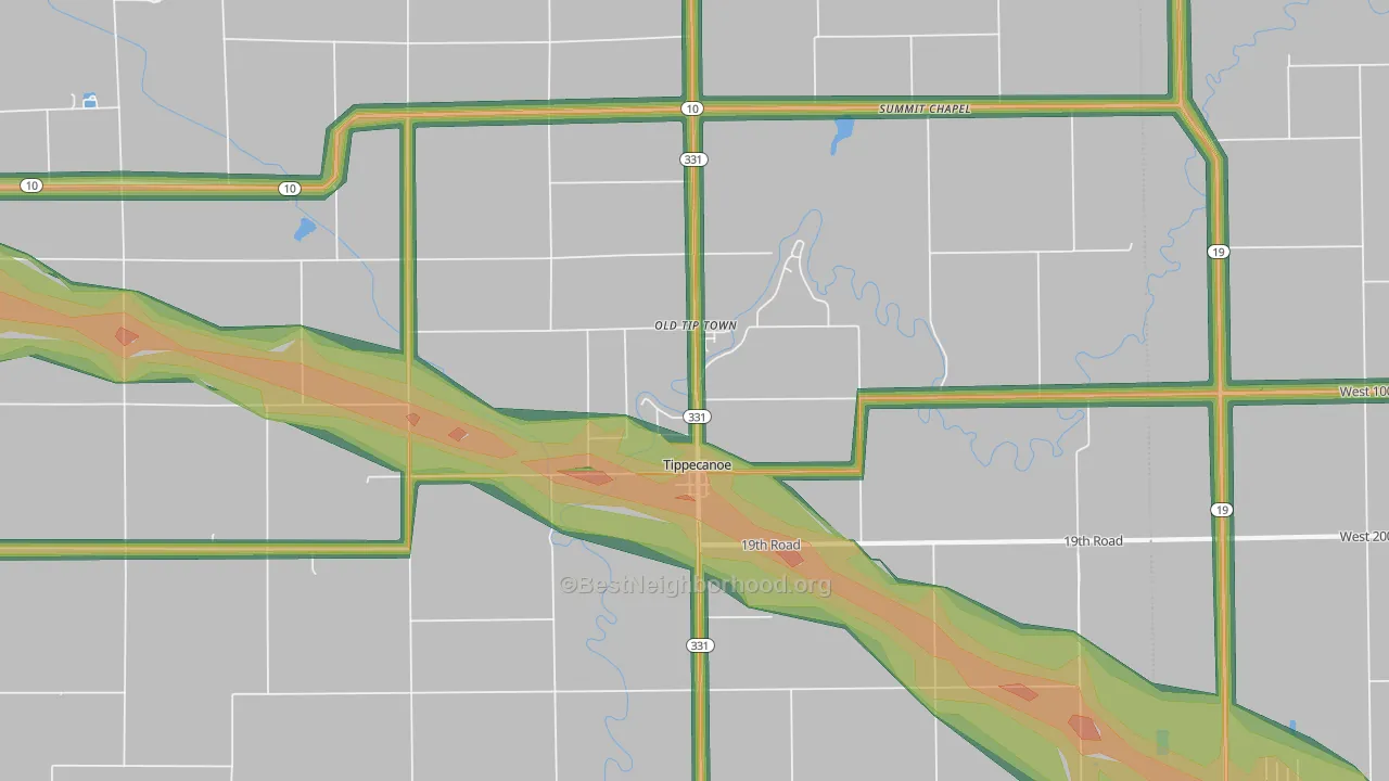 Tippecanoe, IN Map of Noise Levels in Tippecanoe