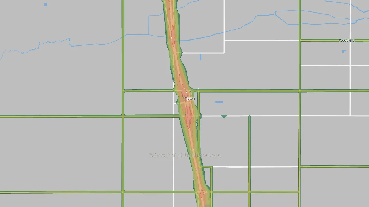 Tipton, CA Map of Noise Levels in Tipton