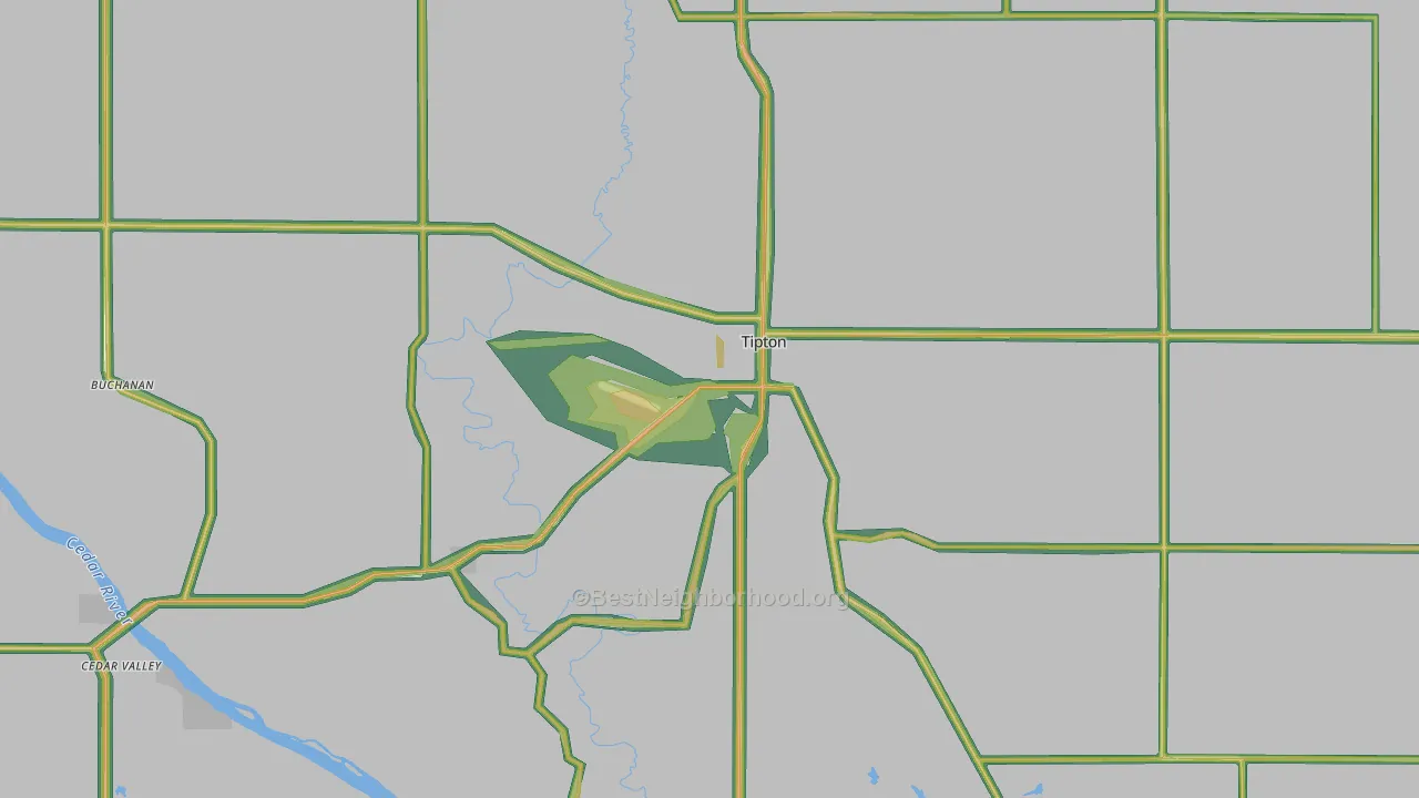 Tipton, IA Map of Noise Levels in Tipton