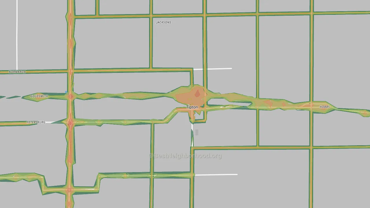 Tipton, IN Map of Noise Levels in Tipton