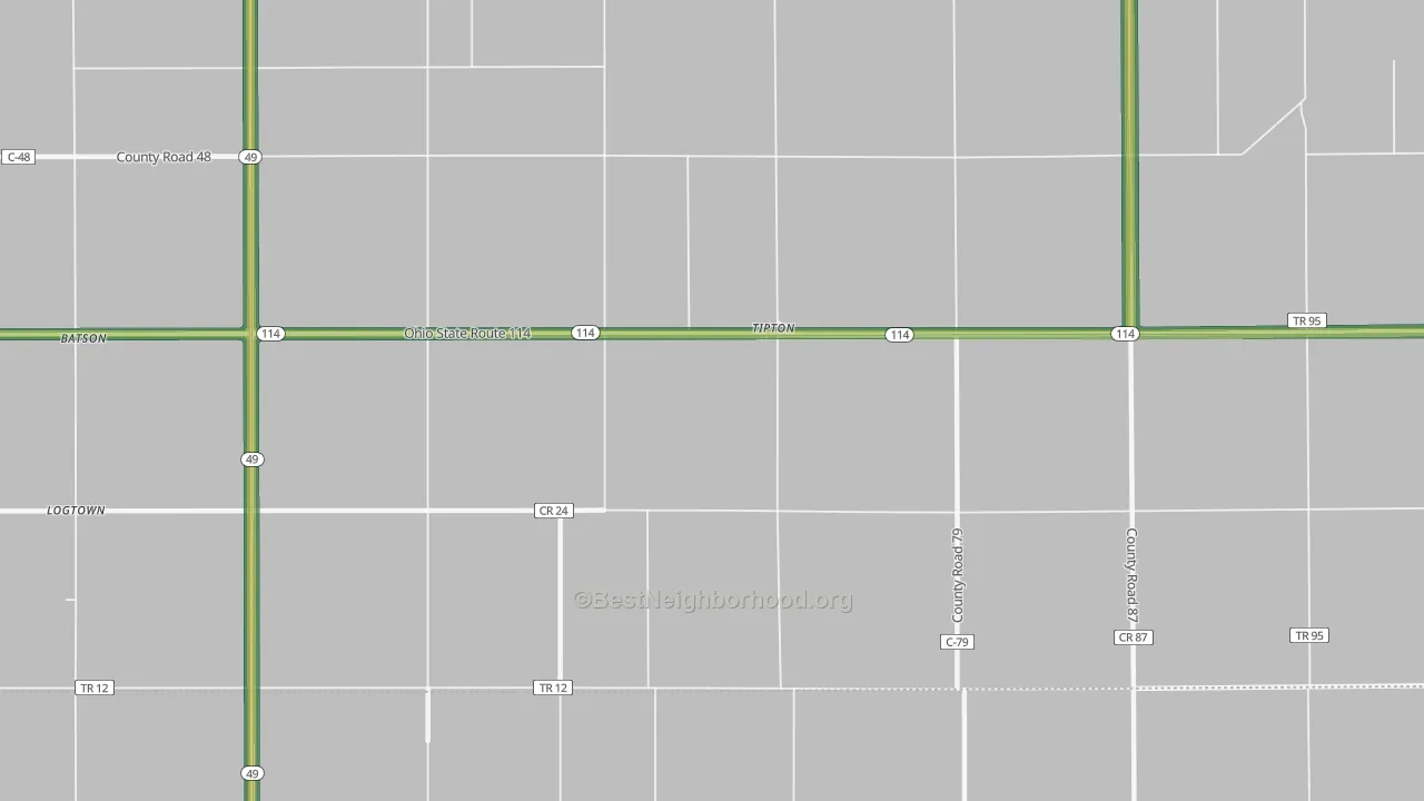Tipton, OH Map of Noise Levels in Tipton