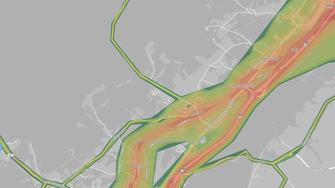 Tipton, PA Map of Noise Levels in Tipton