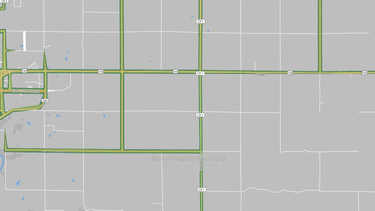 Tisdale, KS Map of Noise Levels in Tisdale