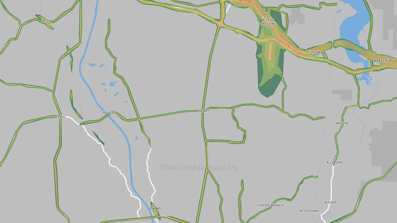 Tishomingo County, MS Map of Noise Levels in Tishomingo County