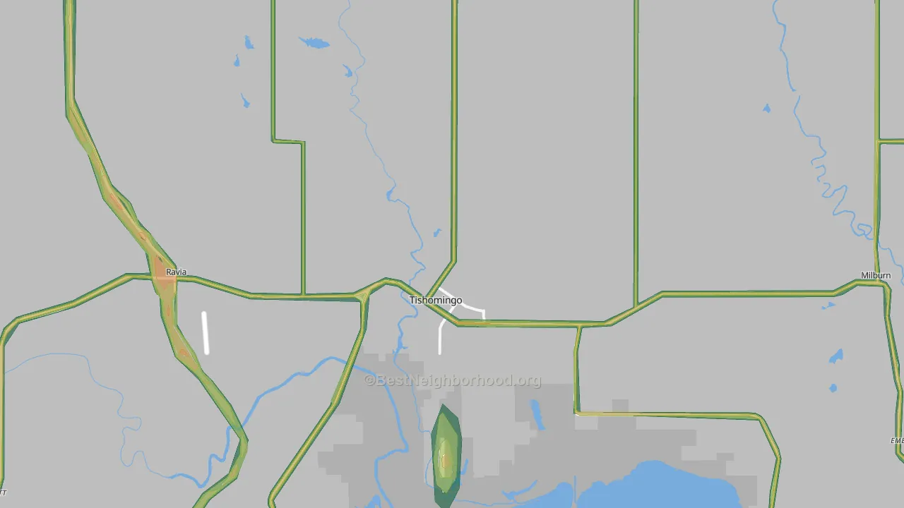 Tishomingo, OK Map of Noise Levels in Tishomingo
