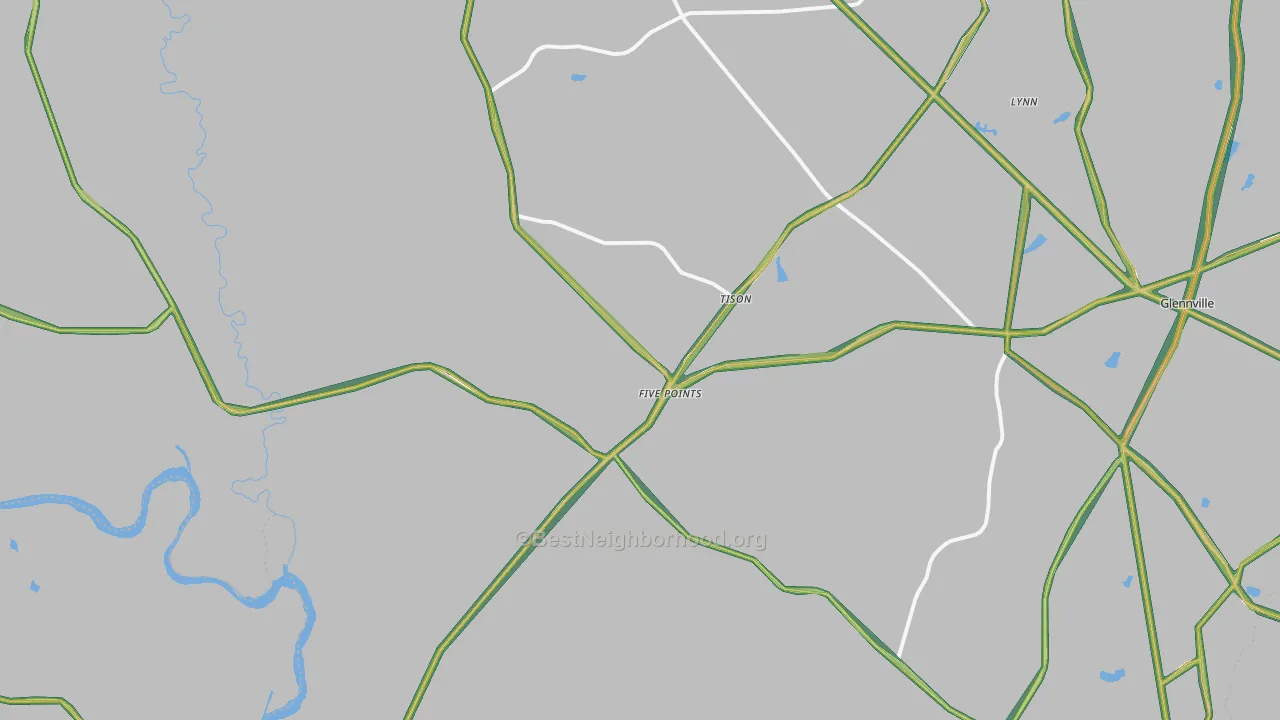 Tison, GA Map of Noise Levels in Tison