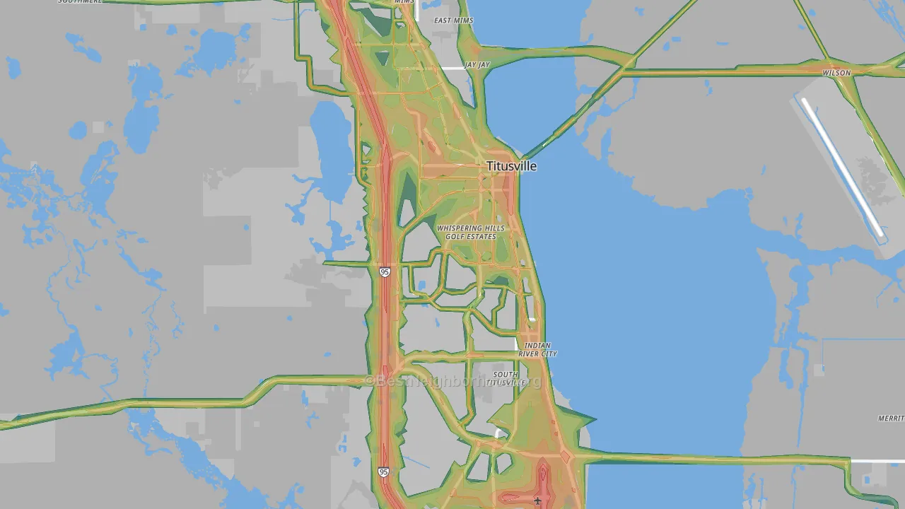 Titusville, FL Map of Noise Levels in Titusville