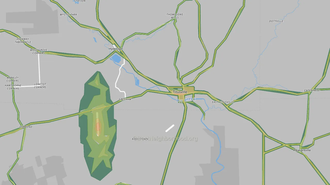 Titusville, PA Map of Noise Levels in Titusville