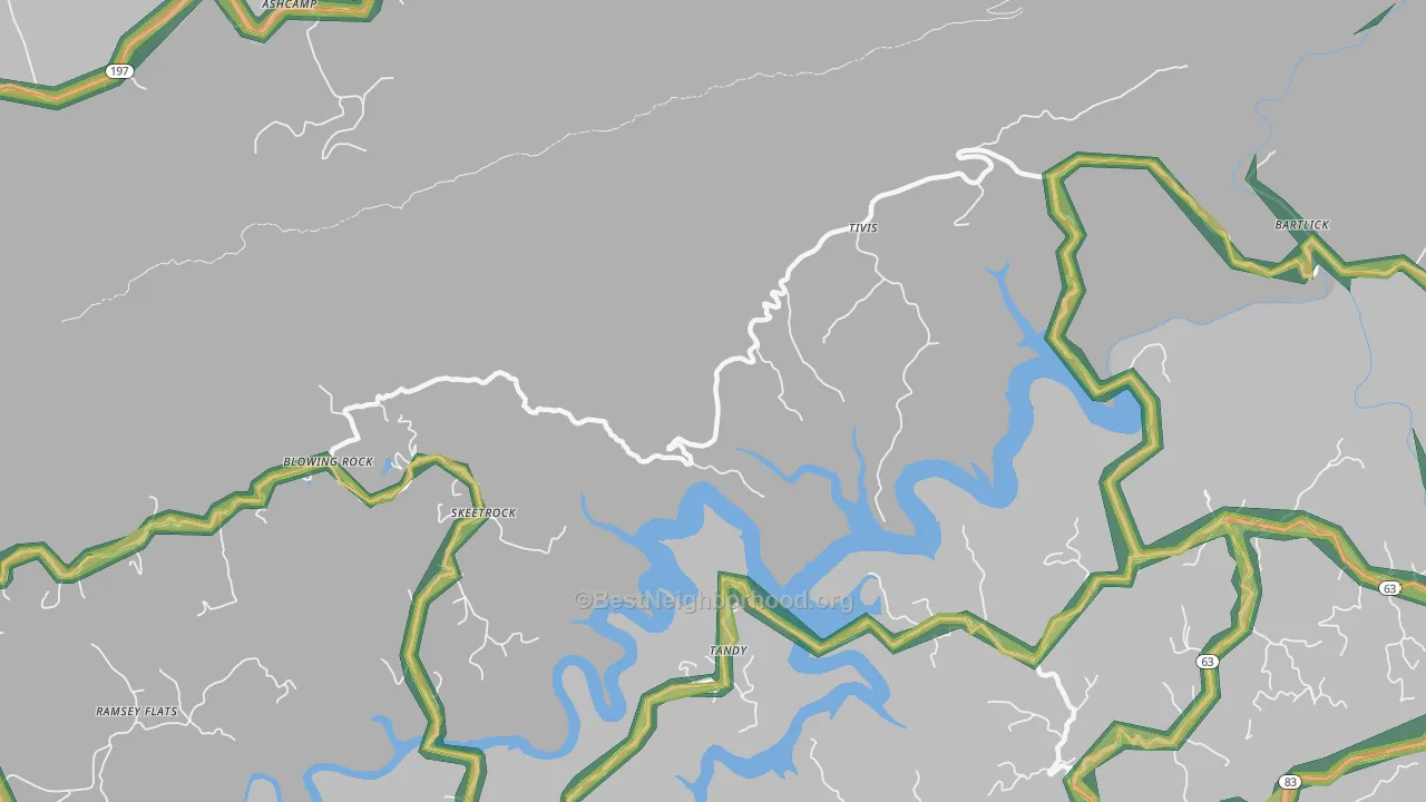 Tivis, VA Map of Noise Levels in Tivis