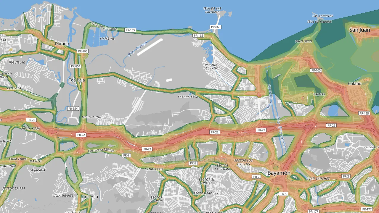 Toa Baja, PR Map of Noise Levels in Toa Baja