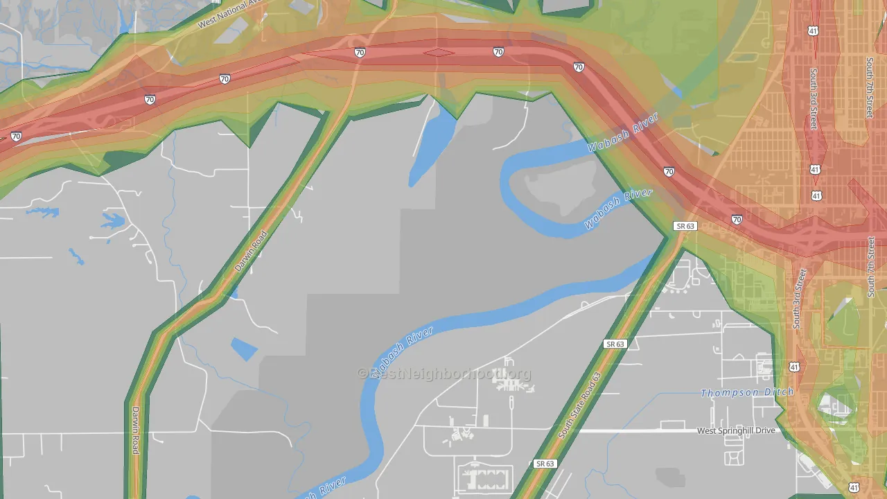 Toad Hop, IN Map of Noise Levels in Toad Hop